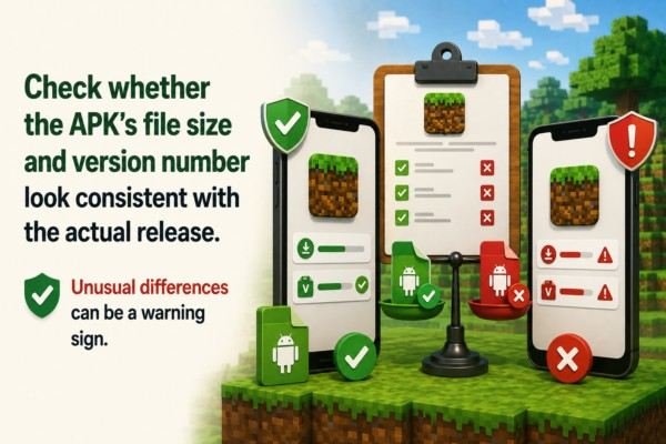 Minecraft APK safety tip verify file size version graphic