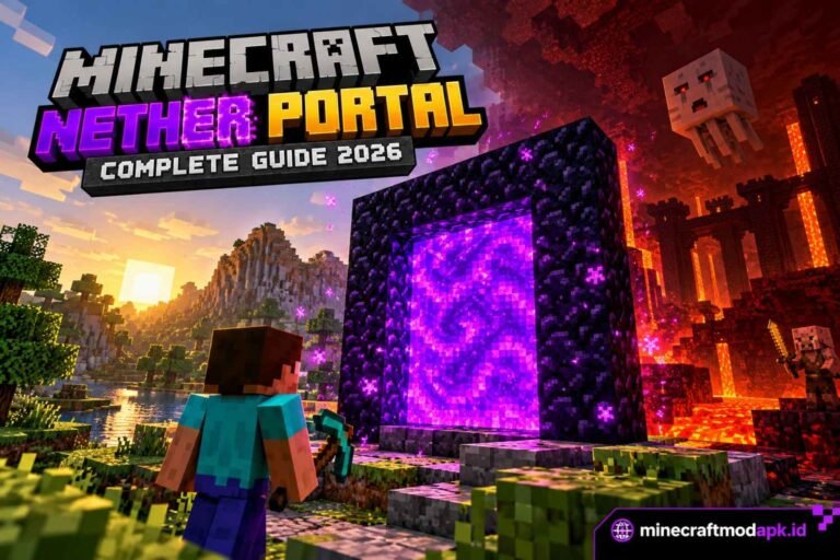 How to build a Nether Portal in Minecraft with an active purple portal