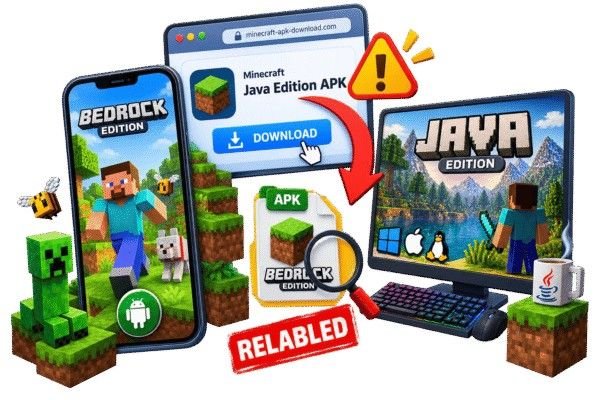 Fake Java Edition APK as relabeled Bedrock warning