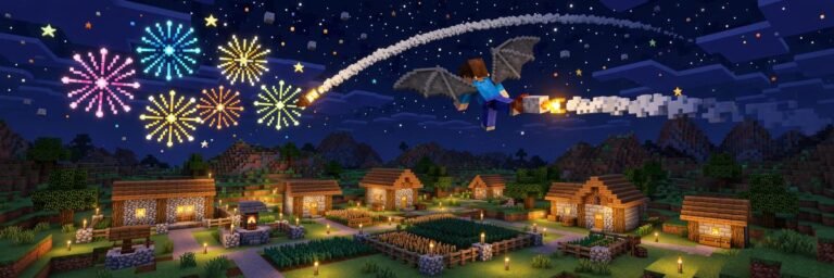 Player learning how to make a rocket in minecraft to boost elytra flight