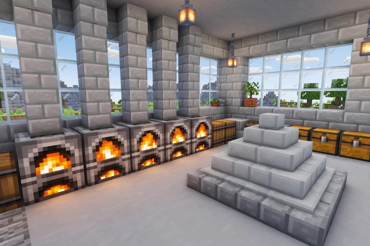 How to make smooth stone in Minecraft by smelting stone in a furnace