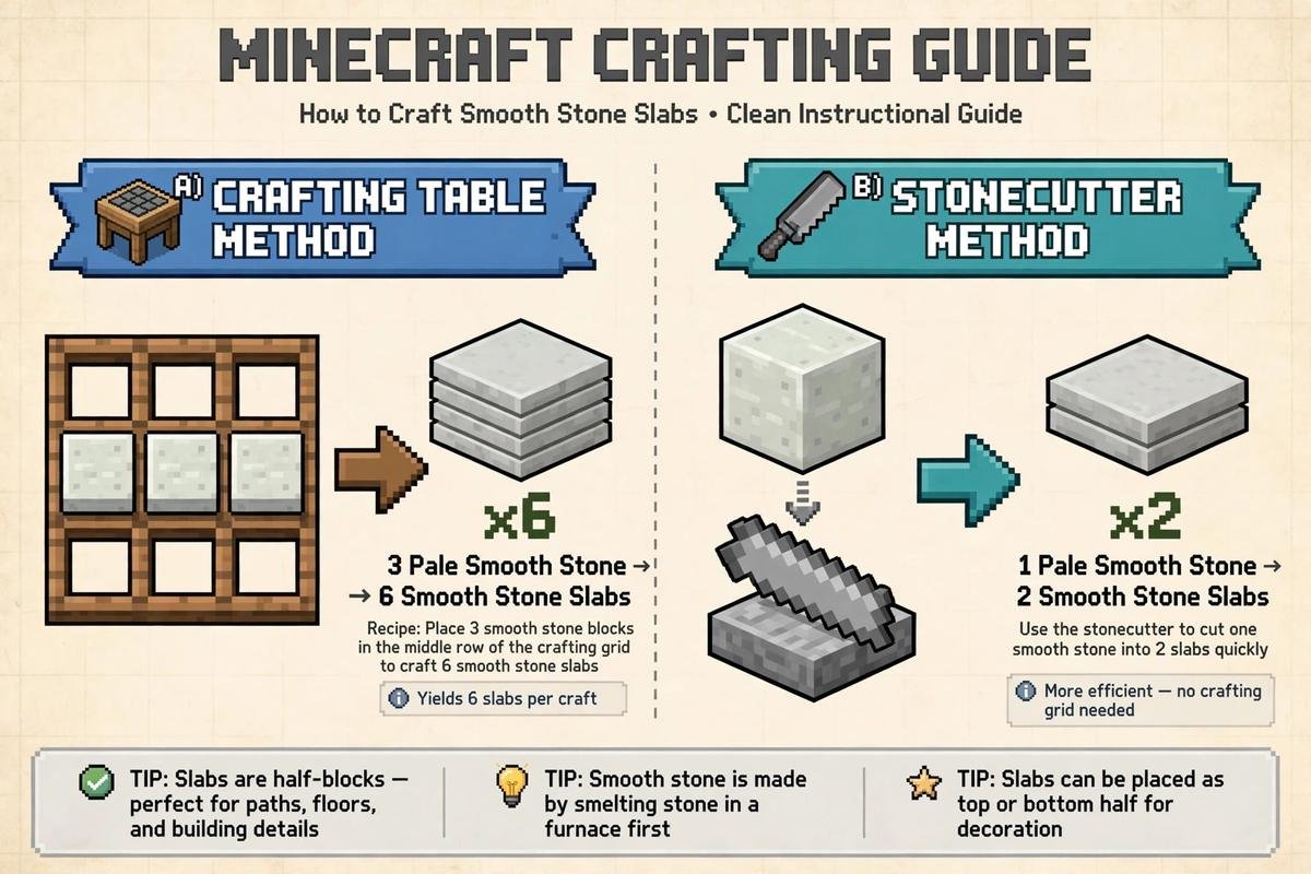Crafting smooth stone slabs from smooth stone in Minecraft