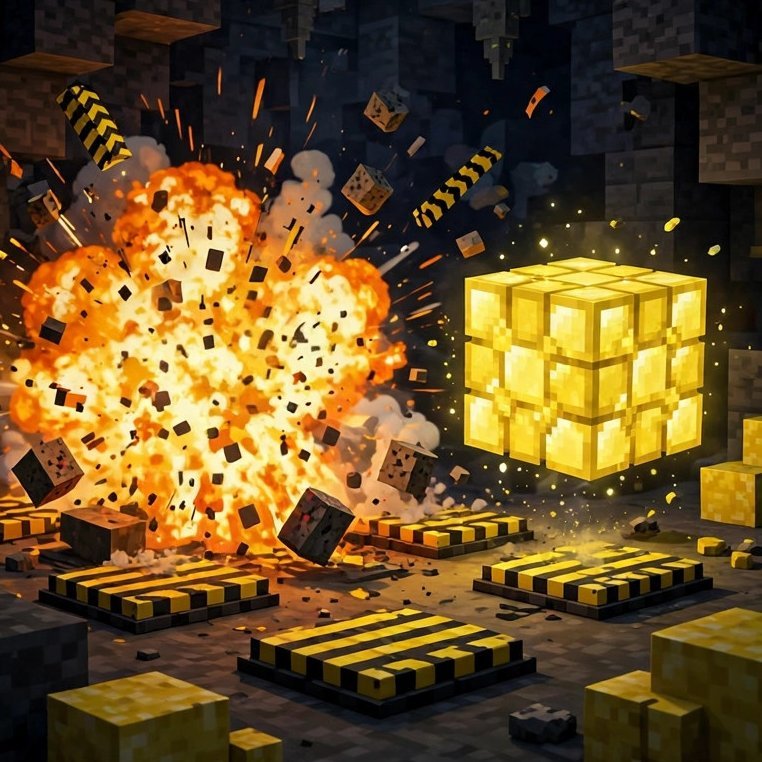 Feeding TNT to the Minecraft Sulfur Cube — explosion with bounce pads